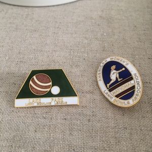 Vintage enamel pin set, Lawn Bowling!